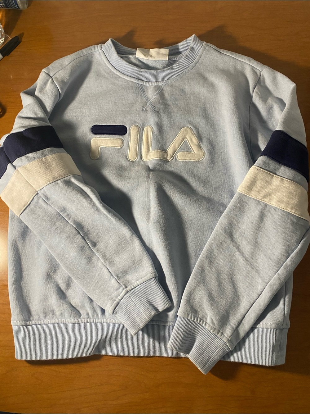 Fila Light Blue Crewneck Sweatshirt with Navy & White Accents